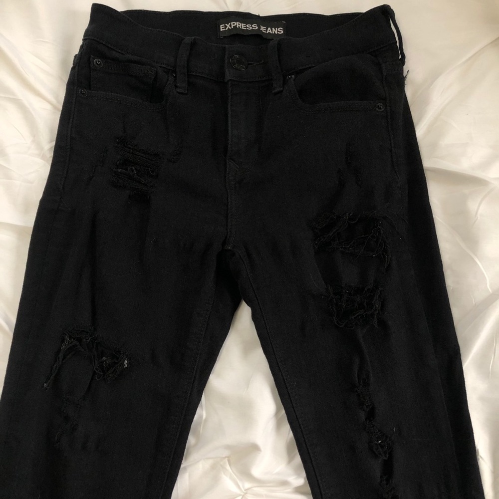 Express black distressed jeans